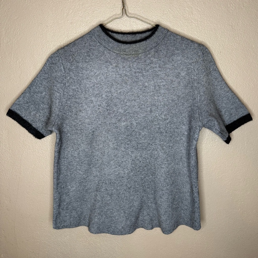 Zara Fine Knit Cropped Short Sleeve Sweater Top Size Small Minimalist Streetwear